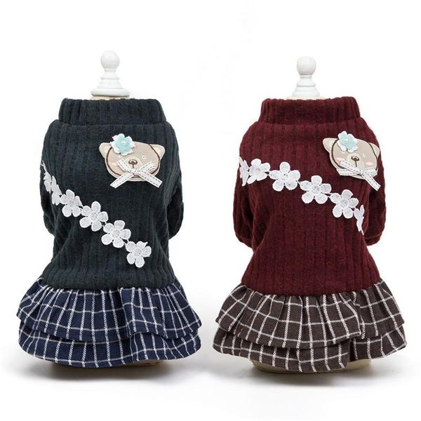 

dog apparel winter clothes warm woolen skirt autumn princess dress for puppy pet cat sweater