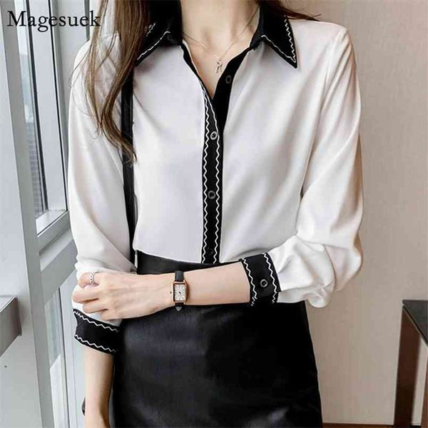 

long sleeve chiffon blouse shirt women button office lady white shirts s spring summer loose casual 12858 210512