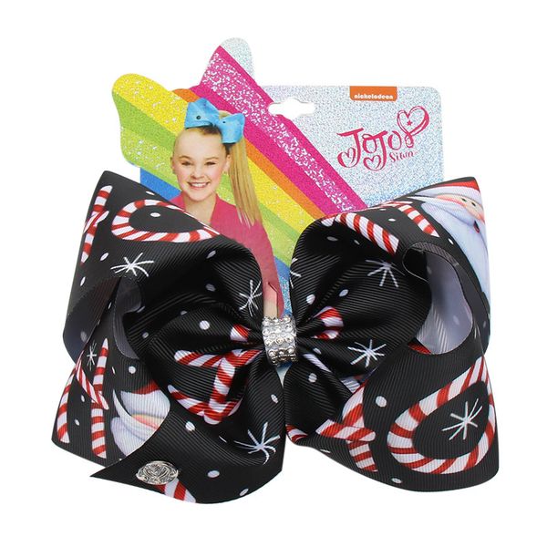

7 christmas jojo siwa big ribbon jojo bows cute santa claus print hair bows rhinestone knot hair clip fashion hair accessories 368 u2, Slivery;white
