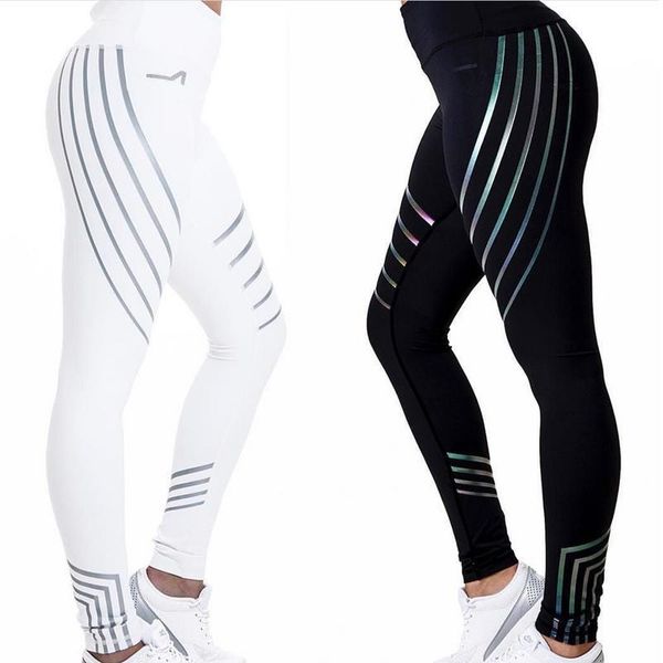 

yoga outfits leggings sports women pants laser printing stretchy training trousers quick dry slim body professional length, White;red