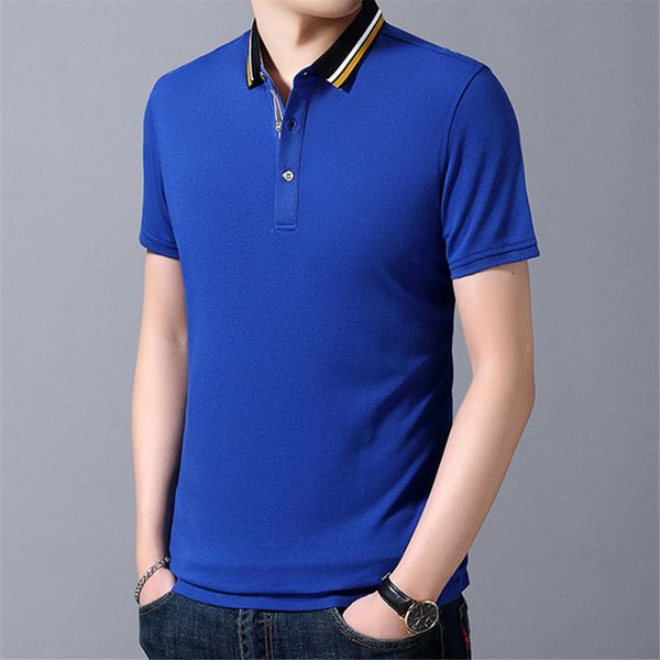 

male clothes solid color summer polos lapel neck short sleeve colorful mens tees casual slim, White;black