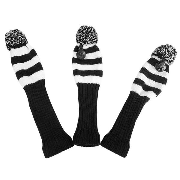 

golf training aids 3pcs wool knit clubs cover set driver fairway wood headcovers covers outdoor sports