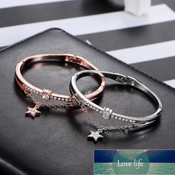 

luxury rose gold stainless steel bracelets bangles female heart forever love brand charm bracelet woman jewelry gifts bangle factory price e, Golden;silver