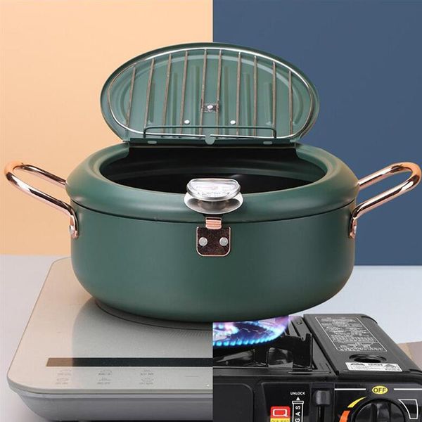

pans 1 pc japanese style tempura fryer home mini non-stick (dark green)