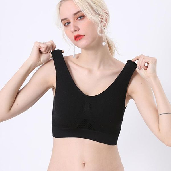 

camisoles & tanks women sports seamless bras tank underwear female mesh breathable bra vest, Black;white