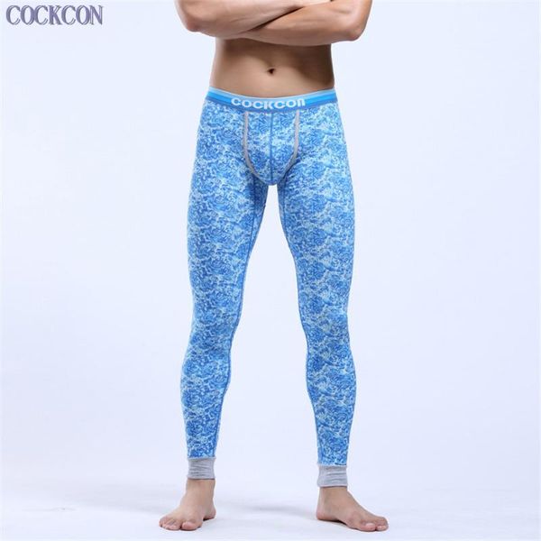 

men's sleepwear cockcon men long johns mens warm pants thin elastic line of fashion cotton underwear tight legging 521, Black;brown