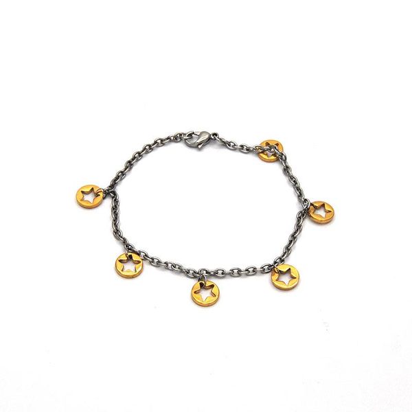 

link, chain stainless steel silver bracelets gold round star creativity style for women br0411237, Black