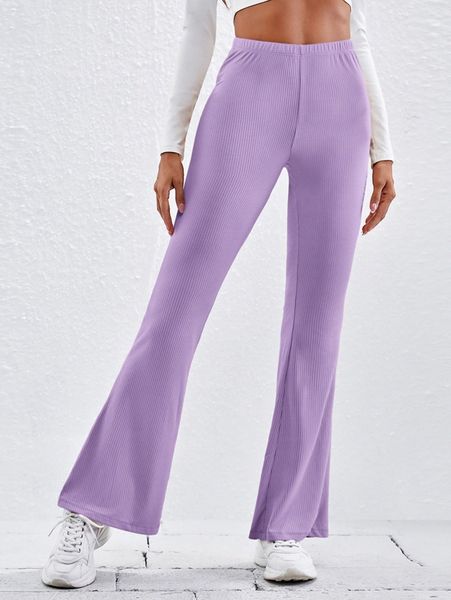 

flare leg rib-knit pants j1ll#, Black;white