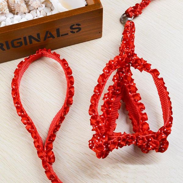 

dog collars & leashes ju pet cat lace chest strap collar harness puppy kitten leash chihuahua accessories product supplis