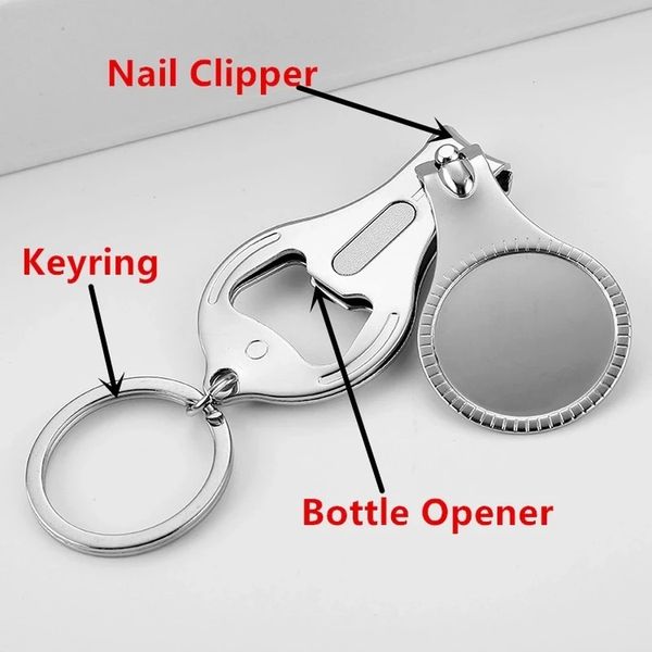 

2022 innovation folding portable nail clipper keychain bottle opener, Silver