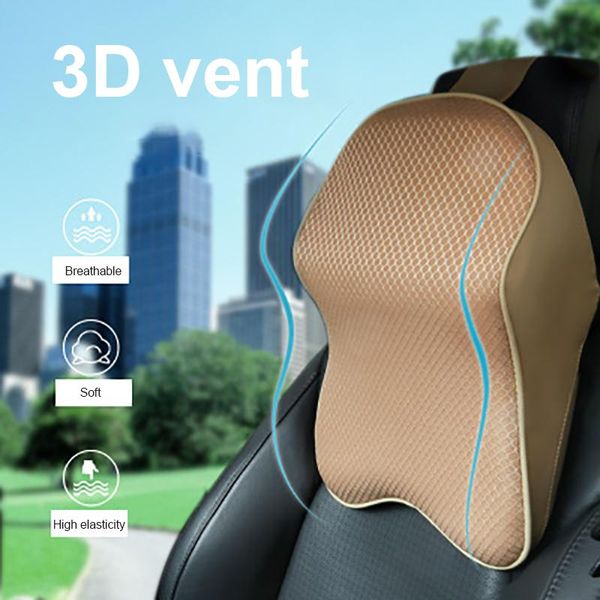 

seat cushions 3d memory foam car pillow pu leather cute rest support for the neck waist back lumbar cushion accessories