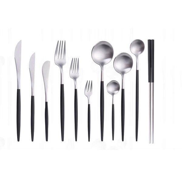 

dinnerware sets cutlery knives spoons stainless steel set complete forks chopsticks kitchen fork tableware