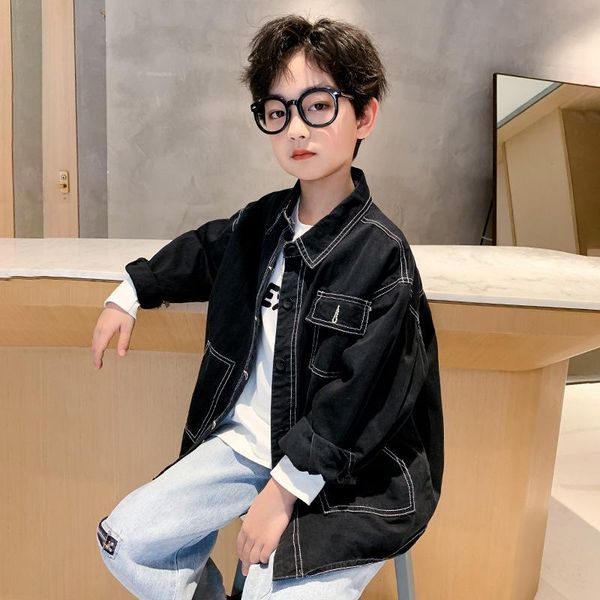 

jackets black thread spring autumn boy coat overcoat kids teenage gift children clothes formal school high quality, Blue;gray