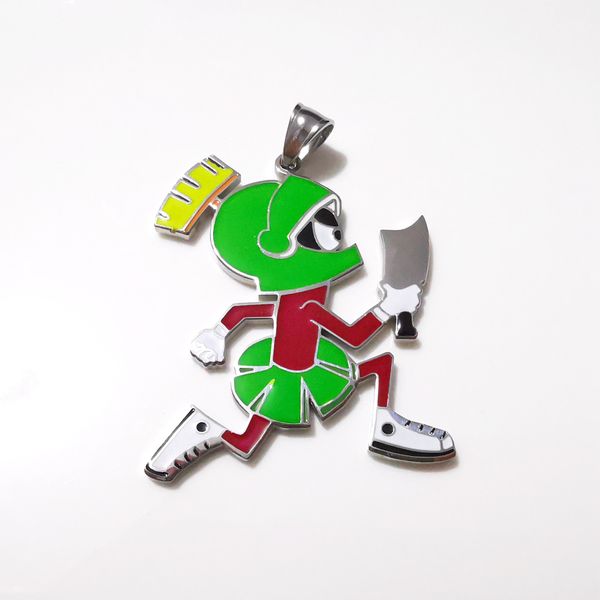 

juggalo marvin the martian stainless steel pendant w/30" figaro chain, Silver