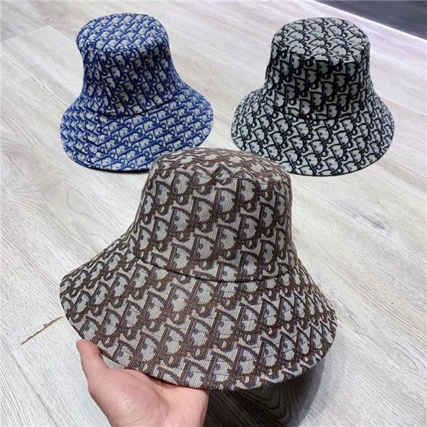 

2021 trendy obliquÃ© designer bucket hat women cap solid wide brim party fishing caps, Blue;gray