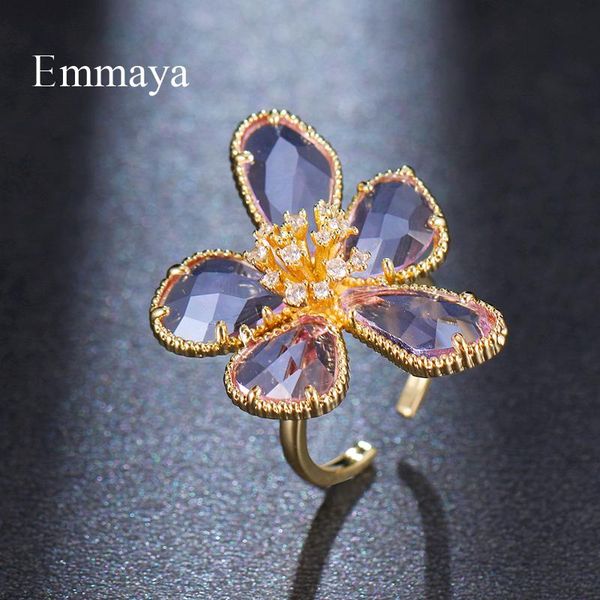 

cluster rings emmaya adorable flower-shape adjustable ring for female fashion multicolor jewelry in wedding party distinctive ornament, Golden;silver
