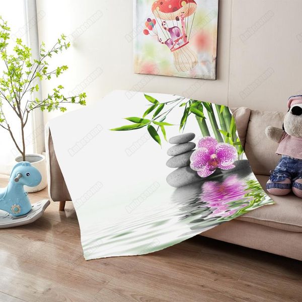 

blankets purple orchid flower end bamboo bed blanket throw chinese style sherpa colorful cobertor dropship