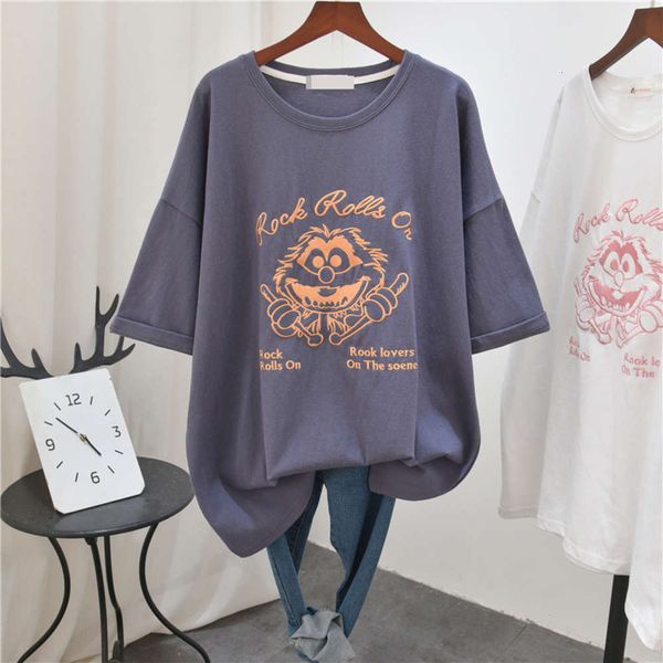 

women's t-shirt t shirt heavy industry embroidery sesame street osaka short summer cotton half sleeve cartoon medium length cap pp skir, White