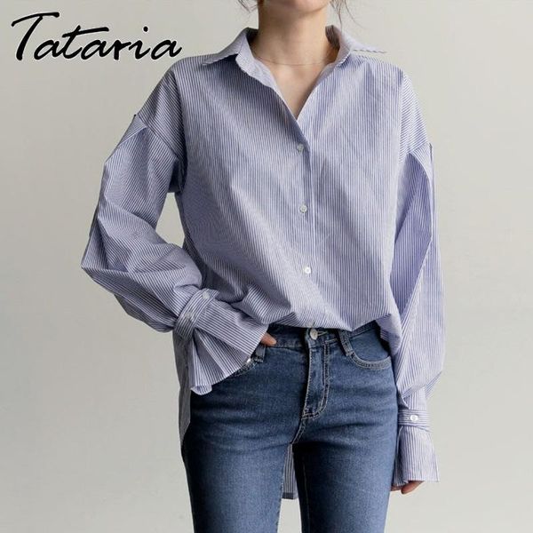 

women's blouses & shirts stripe and for women classic 2021 beautiful autumn blouse button up fare slleeve girls long shirt retro clothe, White