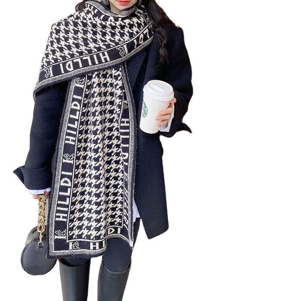 

scarves ladies scarf plaid warm winter shawl blanket knitting 2021 fashion trend products, Blue;gray