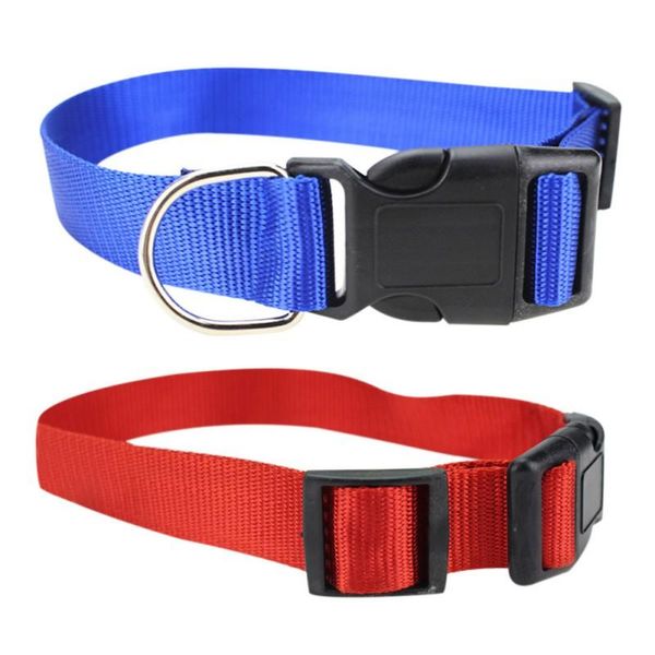 

dog collar adjustable neck strap with seatbelt buckle leash ring basic fabric female male puppy pet supplies dropship ** collars & leashes