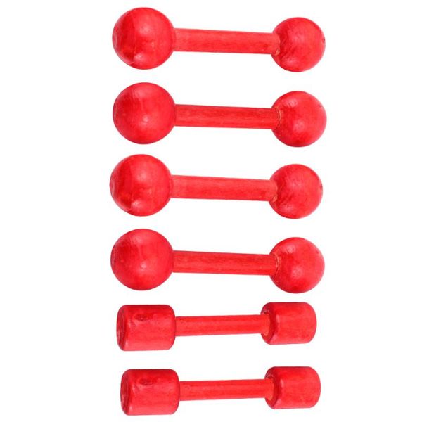

6pcs kid dumbbell hand grip gymnastic portable red wooden exercise kit for fitness children sport dumbbells
