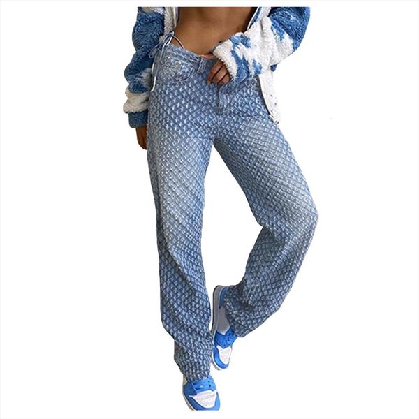 

fashion street style hole women jeans loose high waist wide leg pants vintage woman denim shorts, Blue