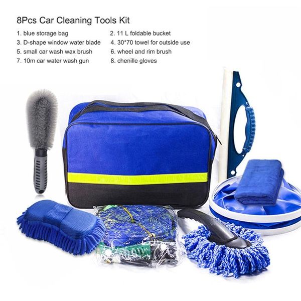 

8pcs microfibre car wash cleaning tools set for exterior washing interior clean l41c towel