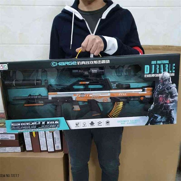 

children's large acousto-optic vibration telescopic eight tone simulation charge sound effect big gift boxed boy electric toy gun