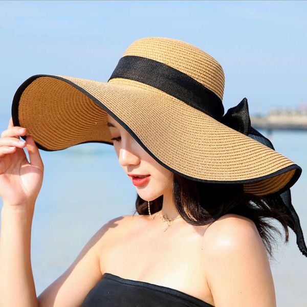 

edge summer great strooien hat floppy wide brim sun cap strik beach foldable hats 2019 for women, Blue;gray