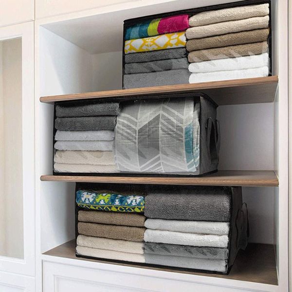 

3pcs clothes quilt storage bag blanket closet sweater organizer box sorting pouches cabinet container travel home clothing & wardrobe