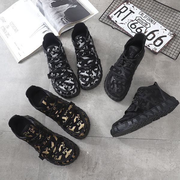 

autumn new sportswear leisure fashion trend ugly cute board printed personalized casual men's single shoes, Black