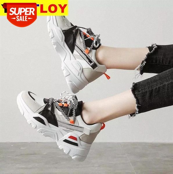 

women casual shoes leather platform sneakers flat thick sole wedge walking 36-42 #ag65