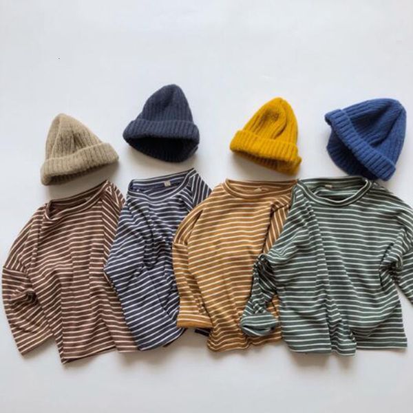 

spring stripe children children's autumn baby boys girls long sleeve keep warm t-shirt black friday 3dxr, Blue