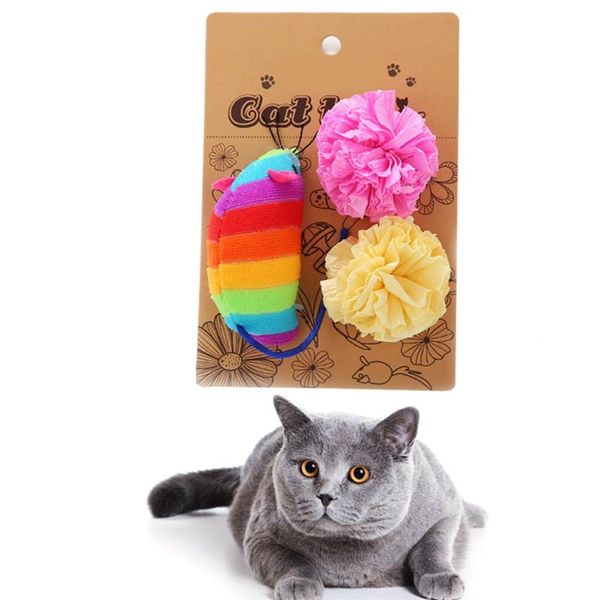 

cat toys 3pcs toy set interactive bite proof chew mouse kitten play ball pet colorful training chase legendog