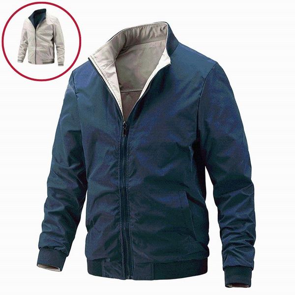 

men's jackets trendy double face men casual simple solid color slim fit jacket autumn fashion stand collar cargo mens, Black;brown