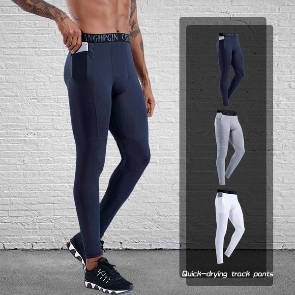 

men's leggings quick-drying gym track pants fitness sports tights running, Black