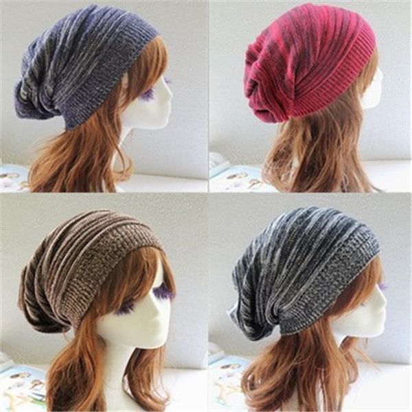 

bonnet winter women knitted hats warm slouch beanies for adults trendy warm chunky soft stretch cable wool cap knit beanie stingy brim hat