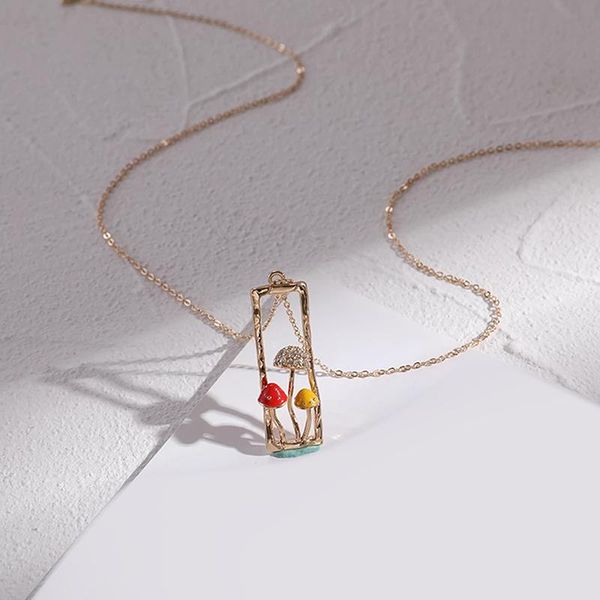 

chains unique mushroom pendant necklace cute food simulation sweet korean chain necklaces christmas prensent for girls 2021, Silver