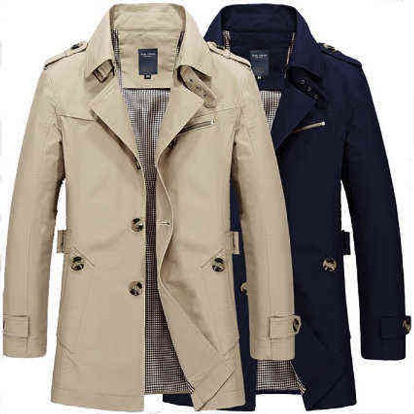 

mens business jacket fashion autumn men long cotton windbreaker jackets overcoat male casual winter trench outwear coat 211106, Tan;black