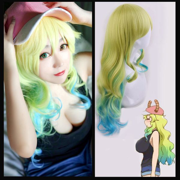 

lin's dragon maid shakes little longlukeya's three color cosplay wig, Black;brown