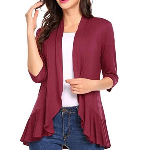 

women's swimwear jaycosin cardigan shirts for women blouses solid long sleeve elegant blouse shirt chemise longue blusas mujer, White;black