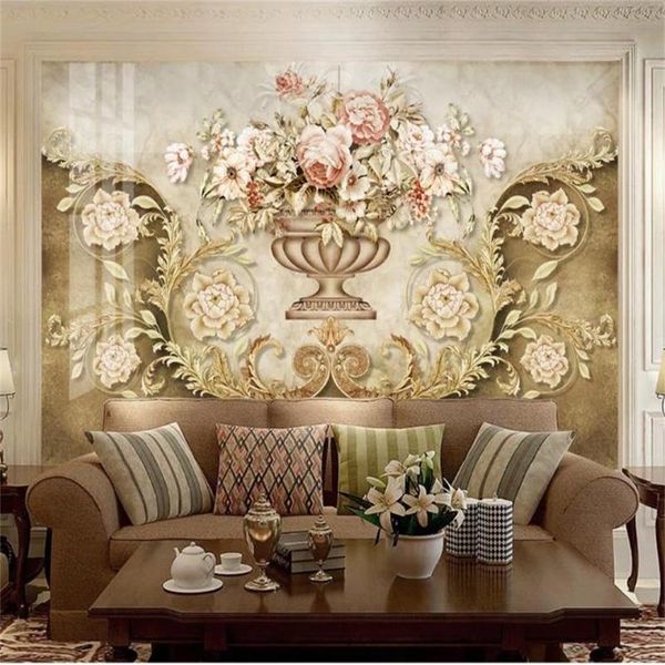 

wallpapers custom size 3d po wallpaper mural living room sofa tv backdrop european flower retro picture for walls