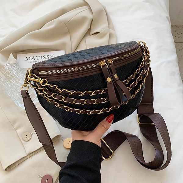

waist bags retro small chain women's fanny pack plaid leather crossbody chest luxury designer handbags female belt bag
