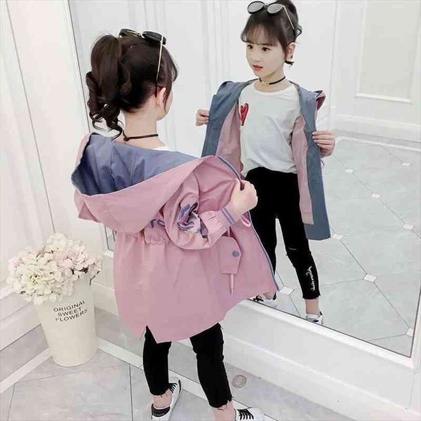 

baby girls trench coat spring autumn kids hooded jacket children fashion print outwear casual clothes, Camo