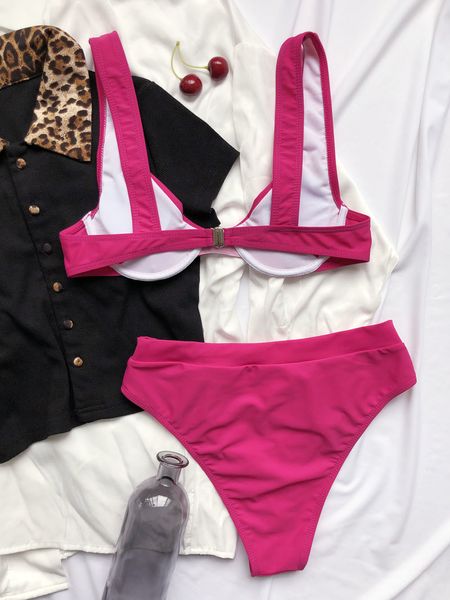 

new underwired female swimsuit women swimwear push up bikini set mid waist bather bathing suit swimby air