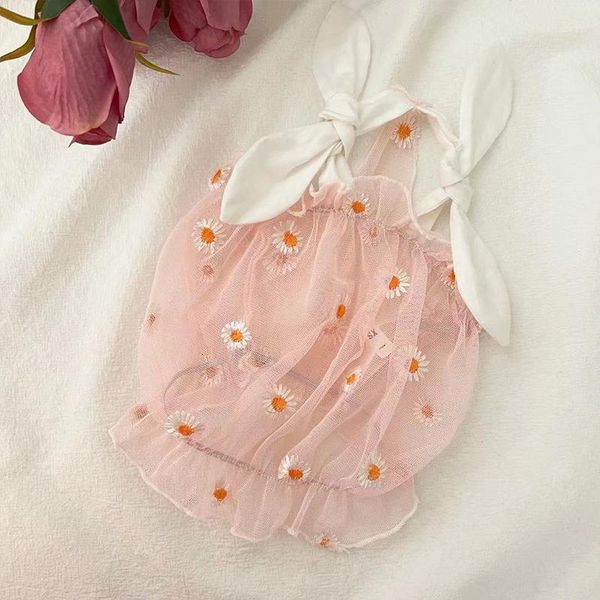 

dog apparel pet cat clothes 2021 spring/summer mesh teddy bichon daisy sling skirt dress for small dogs luxury puppy girl