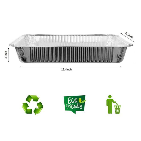 

storage bottles & jars 10pcs aluminum foil pans trays without cover deep steam table er food containers for bbq roasting baking reheati