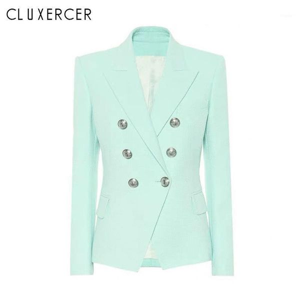 

women's suits & blazers women mint green jacket formal blazer 2021 double breasted pocket ladies work office business suit outwear, White;black