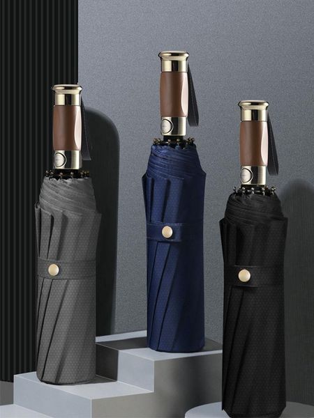 

umbrellas travel outdoor umbrella folding automatic waterproof large wooden handle windproof guarda chuva household goods 50